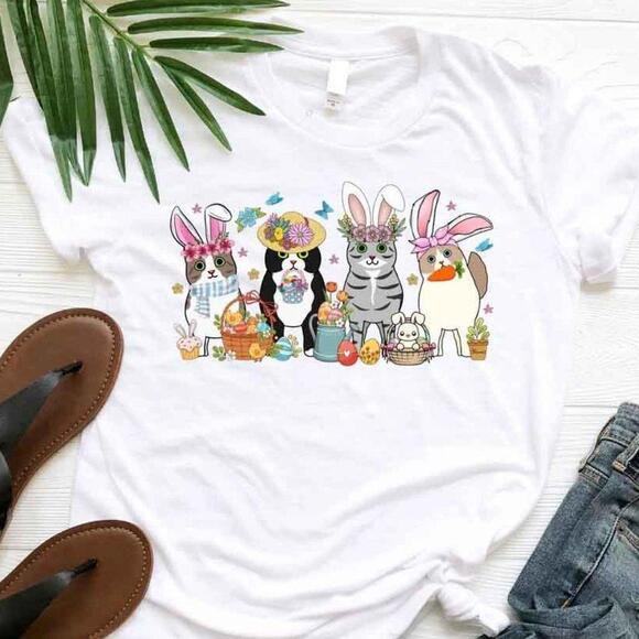 Other - Easter Day Cats Lover Bunny Ear Egg Hunter Retro Fan T-Shirt